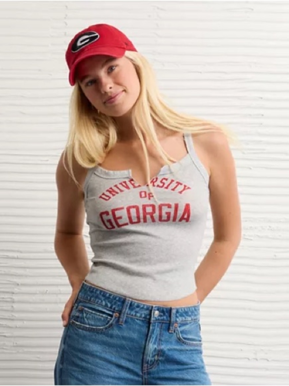 AE Georgia Bulldogs Graphic Notch Neck Tank Top